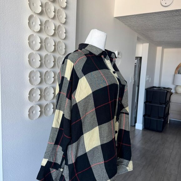 Anthropologie Oversized Plaid Cotton Flannel Shirt | Size L | $129 Original - Picture 5 of 5